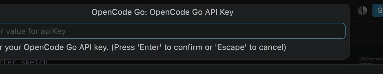 A box titled OpenCode Go API Key with an empty field.